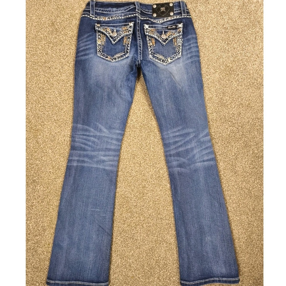 Miss Me Jeans Womens 30x34 Bootcut Blue Bling Flap Pocket Y2K - Picture 2 of 9
